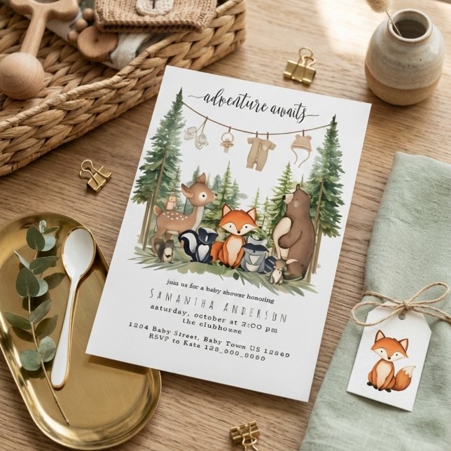 Woodland Animals Adventure Baby Shower Invitation (Creator Uploaded)