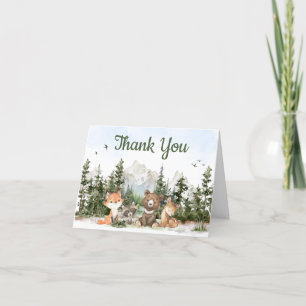 Woodland Animals Adventure Baby Shower Letterpress Thank You Card