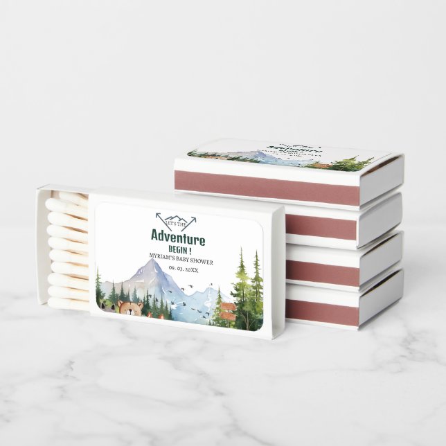 Woodland Animals Adventure Baby Shower Matchboxes (Stacked)