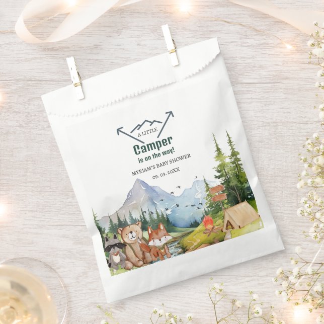 Woodland Animals Adventure Camper Baby Shower Favor Bag (Clipped)