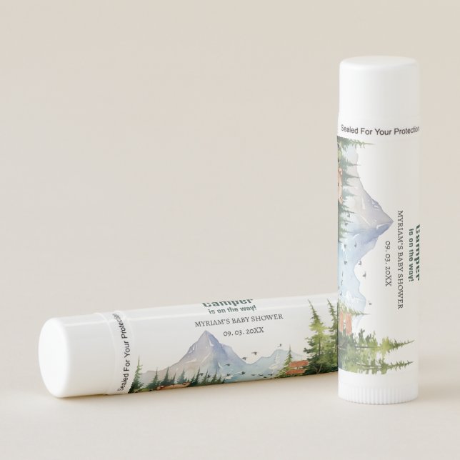 Woodland Animals Adventure Camper Baby Shower Lip Balm (Front)