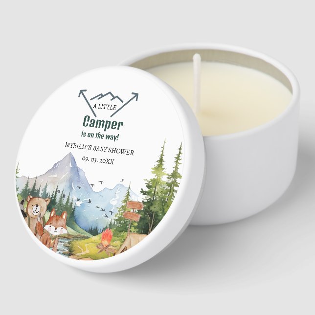 Woodland Animals Adventure Camper Baby Shower Mini Candle Favors (Corner)