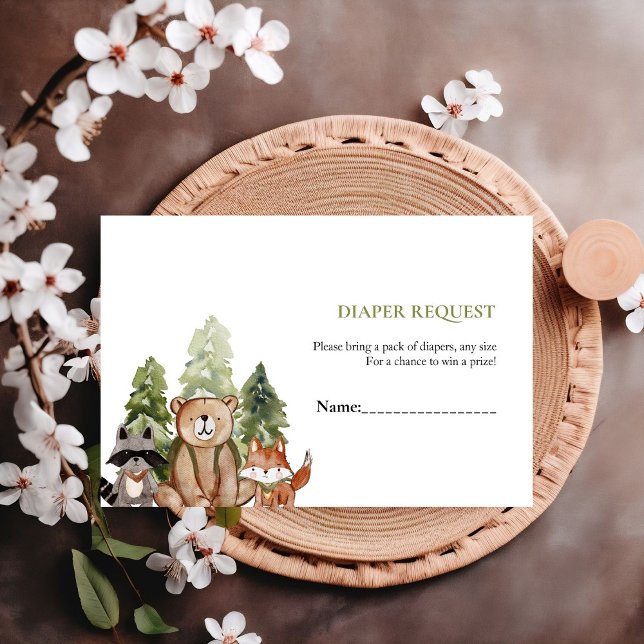 Woodland Animals Adventure  diaper raffle request Enclosure Card (Creator Uploaded)