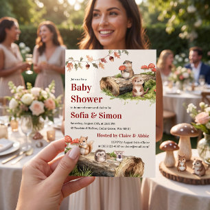 Woodland Animals All In One Couples Baby Shower Invitation