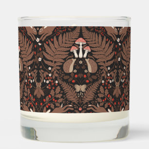 Woodland animals and plants in red and brown scented candle