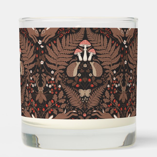 Woodland animals and plants in red and brown scented candle (Front)