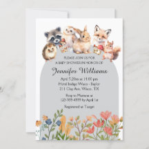 woodland animals arch baby shower invitation