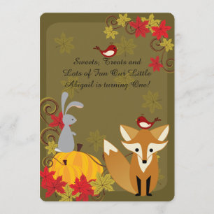 Woodland Animals Autumn 1st Birthday Invitation