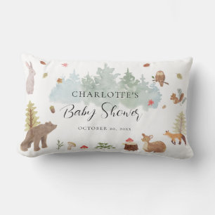 Woodland Animals Autumn Baby Shower Lumbar Pillow