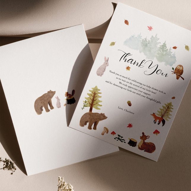 Woodland Animals Autumn Fall Baby Shower Thank You Card (Woodland Animals Fall Baby Shower Thank You)