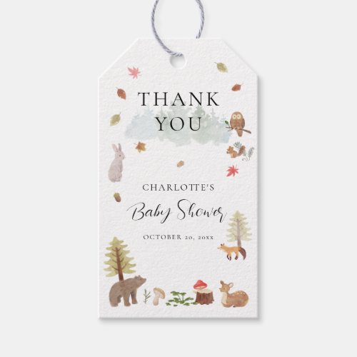 Woodland Animals Autumn Fall Baby Shower Thank You Gift Tags