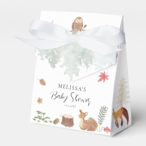 Woodland Animals Autumn Watercolor Baby Shower Favor Boxes
