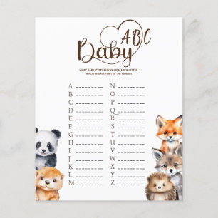Woodland Animals Baby ABC Game Card