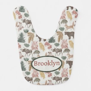Woodland Animals Baby Bib-Bears, Owls, Moose Bib