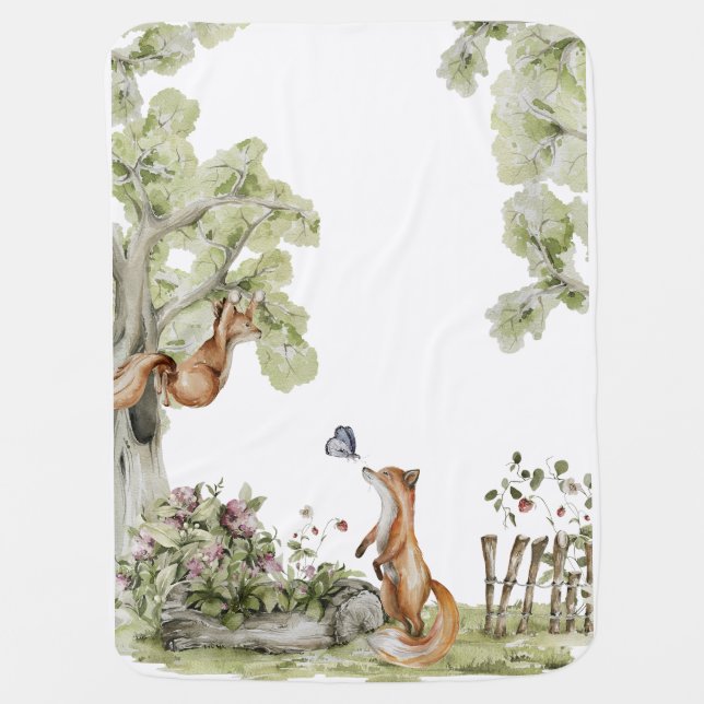Woodland Animals Baby Blanket (Front)