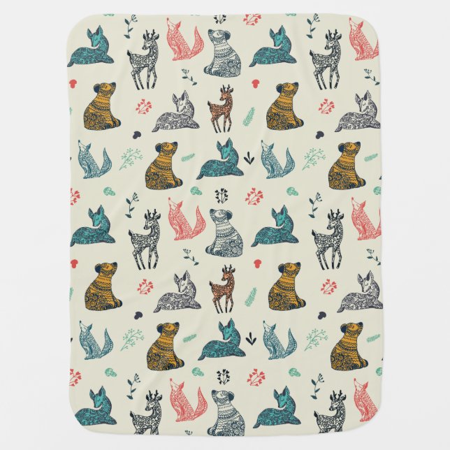 Woodland Animals Baby Blanket (Front)