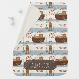 Woodland Animals Baby Blanket Fishing