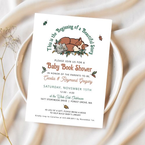 Woodland Animals Baby Book Shower Invitation