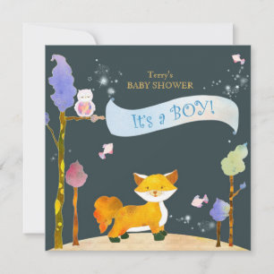 Woodland Animals Baby Boy Baby Shower Invitation