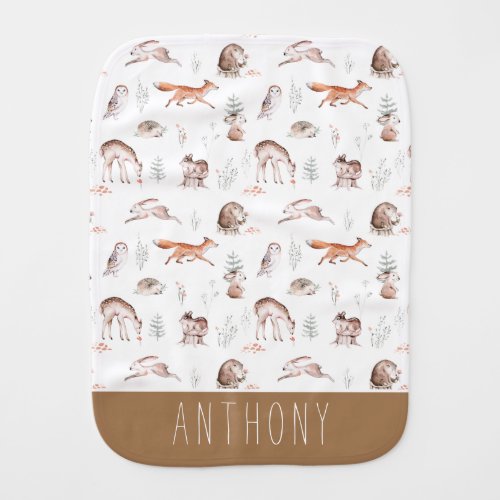 Woodland Animals Baby Burp Cloth