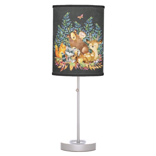 Woodland Animals Baby Girl | Boy Nursery Lamp (Front)