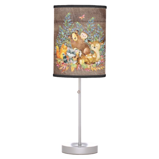 Woodland Animals Baby Girl | Boy Nursery Lamp (Front)
