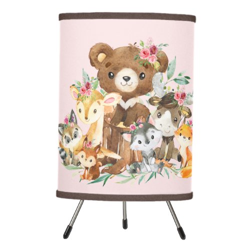 Woodland Animals Baby Girls Nursery Lamp