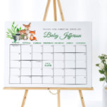 Woodland Animals Baby Guess Due Date Calendar Poster<br><div class="desc">HOW TO PLAY: Guests sign the calendar with their predictions for the baby's birthday. The guest to guess the date of birth (or the closest one) wins the game! *** Please enter H004 in the store search to find all matching items *** Or visit our Woodland Animals Collection. *** This...</div>