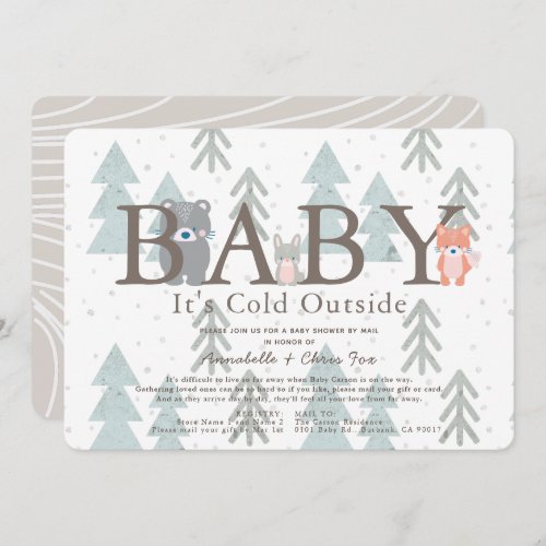 Woodland Animals Baby Its Cold Baby Shower by Mail Invitation