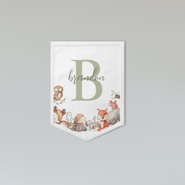 Woodland Animals Baby Monogram Pennant (Creator Uploaded)