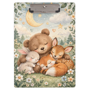 Woodland Animals Baby Notebook   Cute Bear Bunny F Clipboard