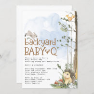 Woodland Animals Baby Q Backyard Baby Shower Invitation