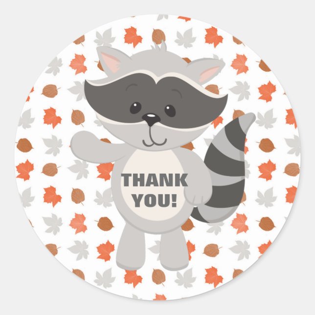 Woodland Animals Baby Raccoon envelope seal (Front)