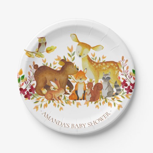 Woodland Animals Baby Shower 7 Plate