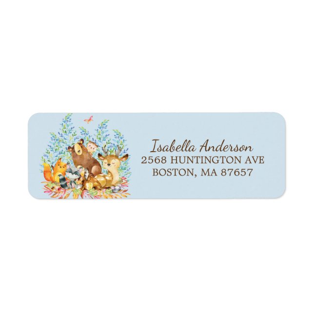 Woodland Animals Baby Shower Address Label (Front)