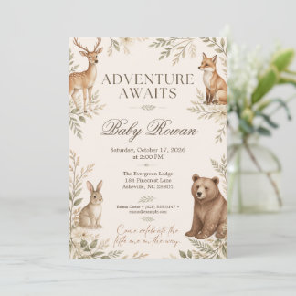 Woodland Animals Baby Shower Adventure Invitation