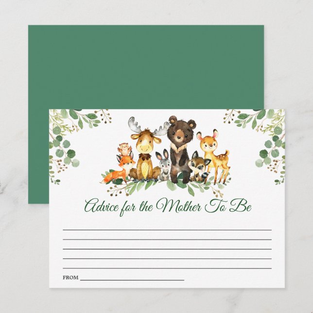 Woodland Animals Baby Shower Advice Postcard (Front/Back)