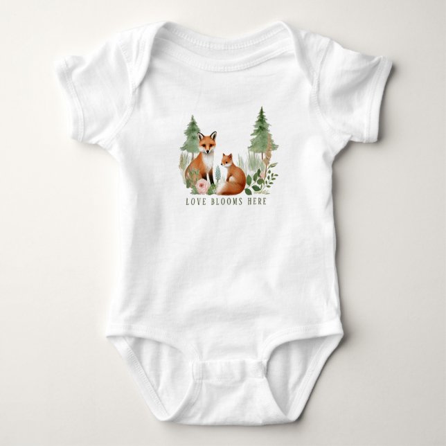Woodland Animals Baby Shower Baby Bodysuit (Front)