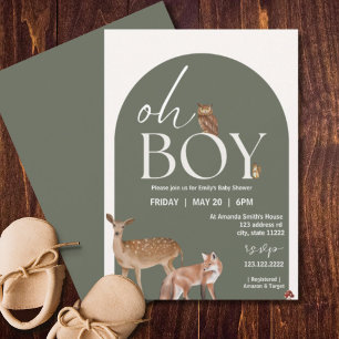 Woodland Animals Baby Shower, Baby Boy Invitation