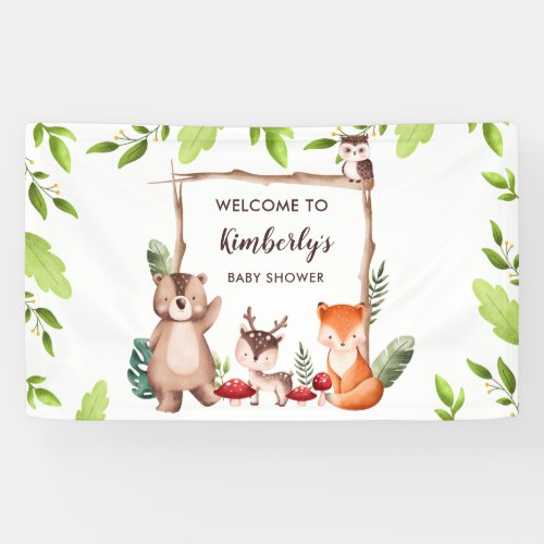 Woodland Animals Baby Shower Backdrop Banner