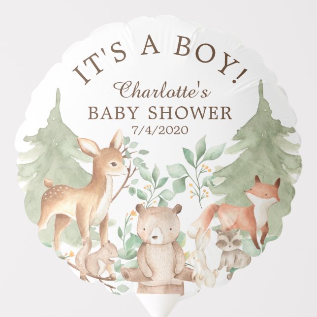 Woodland Animals Baby Shower Balloon (Front)