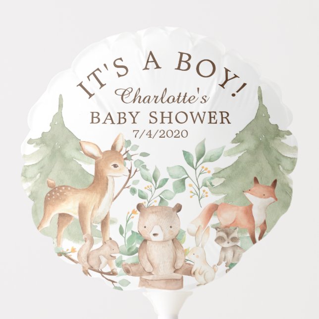 Woodland Animals Baby Shower Balloon (Front)