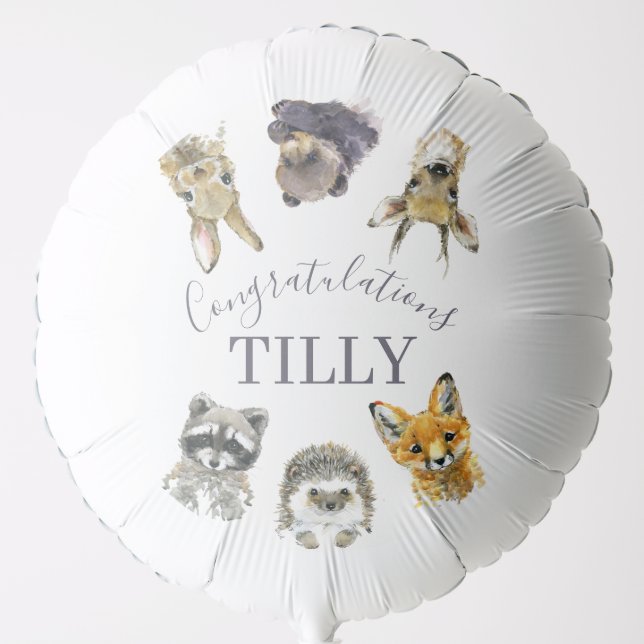 Woodland Animals Baby Shower Balloon (Front)