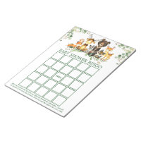 Woodland Animals Baby Shower Bingo Sheets Notepad