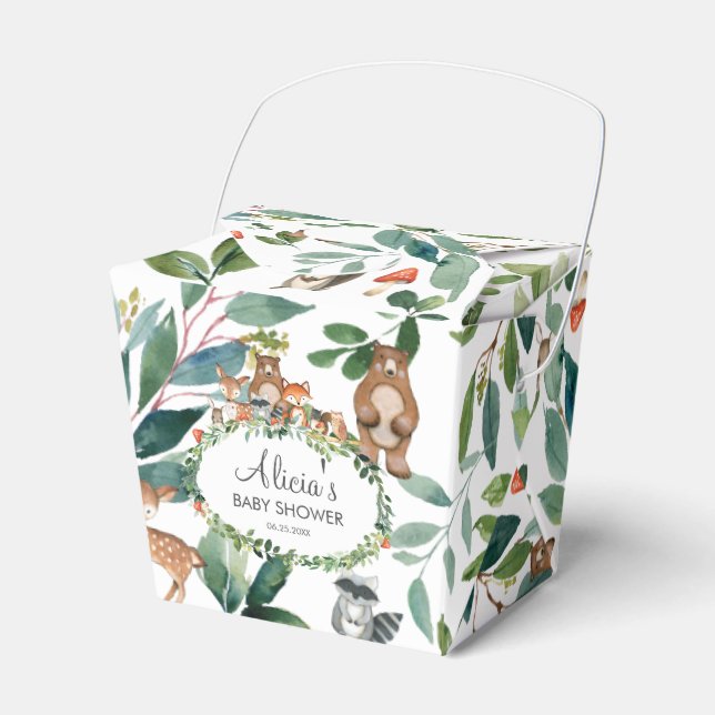 Woodland Animals Baby Shower Birthday Thank You Favor Boxes (Front Side)