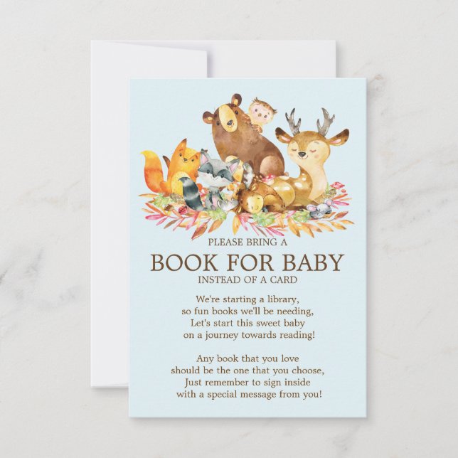 Woodland Animals Baby Shower Book for Baby Invitation (Front)