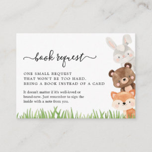 Woodland Animals Baby Shower Book Request Enclosure Card
