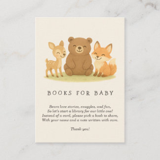Woodland Animals Baby Shower Book Request Enclosure Card