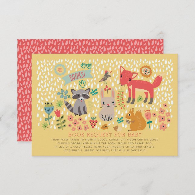 Woodland Animals Baby Shower Book Request Invitation (Front/Back)