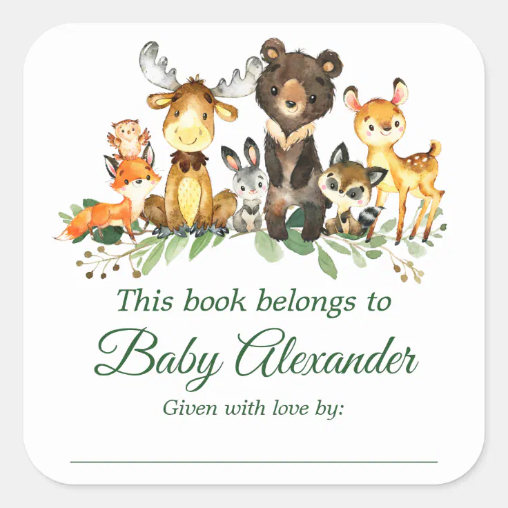 Woodland Animals Baby Shower Bookplate Labels Zazzle